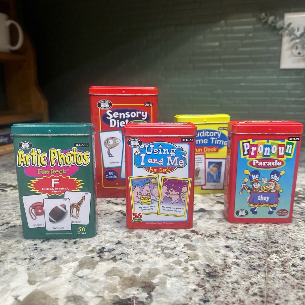 Super Duper Publications Language Card Decks with tin case 2007